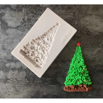 1db karácsonyfa Szilikon penész fondant penész tortát díszítő eszközök csokoládé gumpaste penész