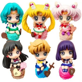 6db/sok Sailor Moon akciófigurák Játék Szett Ice Cream Party Kellékek Rajzfilm Dekoráció Anime Modell Baba Kollekció Gyerekeknek Ajándék