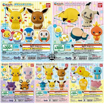 Bandai Valódi Gashapon Játékok, Pokemon Pikachu Eevee Piplup Rowlet Snorlax Mimikyu Mew Gengar Aranyos Assembing Akciófigura Játékok