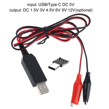 DIY C Típusú USB-1,5 V 3V 4.5 V 6V 9 v-os 12 v-os hálózati Kábel AA, AAA, C, D Méretű Elem Eliminator a LED Játékok Walkie Talkie