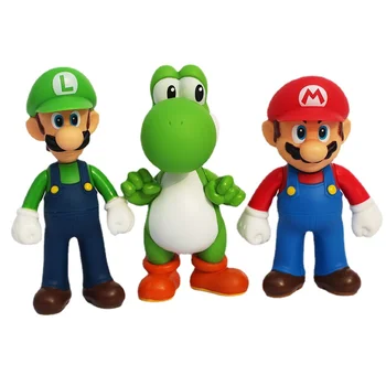 Super Mario Bros Luigi Yoshi Donkey Kong Wario PVC Akció Játék Ábra Gyűjthető Bábok Modell Játékok Gyerekeknek, születésnapi ajándékok