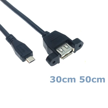 0,3 m 0,5 m Micro USB Férfi-USB 2.0 Mester Szalag Panel Beépítő Csavar Lyuk, Kábel, Mobil Telefon, Számítógép Host Adapter