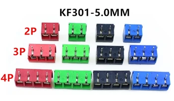100 DB KF301-5.0-2P Pályán 5.0 mm KF301-2P Egyenesen Pin PCB 2 Pin 3 Pin Csavaros sorkapocs Csatlakozó