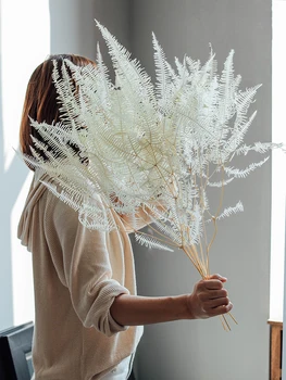 10db Igazi Növény Fehér, Szárított Virág páfránylevél Csokor Virágot Mesterséges Levelek Dekoráció Skandináv Otthon Esküvői Dekoráció Kiegészítők