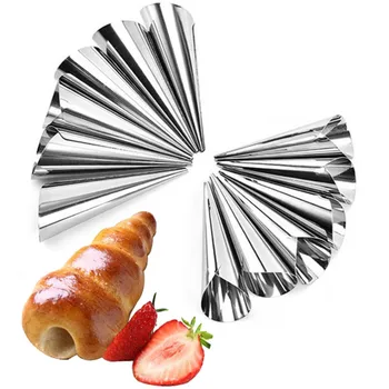 10db Kúpos Cső Kúp Roll Formához Spirál Croissant Formák Krém Horn Penész Tészta Penész, Süti, Desszert Konyha, a Sütés Eszköz