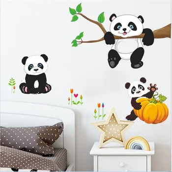 1DB Rajzfilm Panda Halloween Tök Fali Matrica A Gyerek Fiú Hálószobában A Falon Háttér Dekoratív 40*60CM