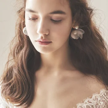2021 Divat Trend Fehér Akril Virág Csepp Fülbevaló Női Akril Alufelni Tassel Lánc, Medál, Fülbevaló Koreai Esküvői Fülbevaló