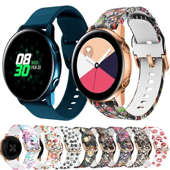20mm Nyomtatás Szilikon Watchband Samsung Galaxy Óra Aktív/active2 40mm /Amazfit GTR 42mm/GTS Karkötő Zenekar szíj #
