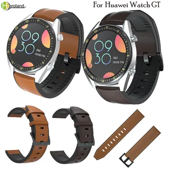22mm szilikon óraszíj +bőr Huawei Óra GT/GT 2 gyorskioldó Watchband Samsung S3 Sebességváltó/Galaxy 46mm Csuklópánt
