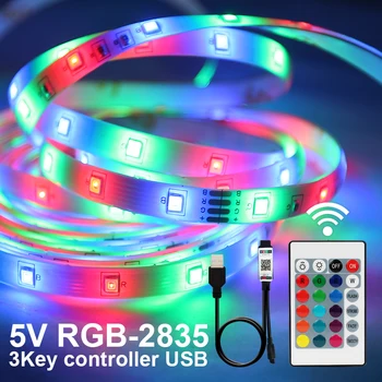 5V DC 3 Kulcs SMD2835 LED Szalag Világítás TV Háttér Luces led Decor RGB LED-es Flexibilis Szalag Dióda Bluetooth Távirányító Világítás
