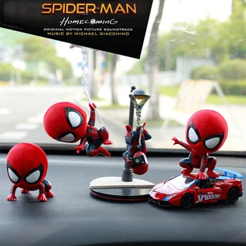 A Marvel Avengers Rendkívüli Spider-Man Q változata a környező modell Ábra baba rázza a fejét, játék autó dekoráció