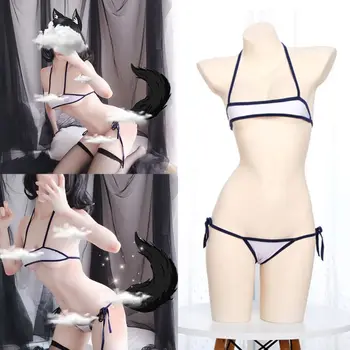 A nők Erotikus Micro Bikini Cosplay Fehérnemű Szexi Pántos Cső Felső Kötés G-String 23GE