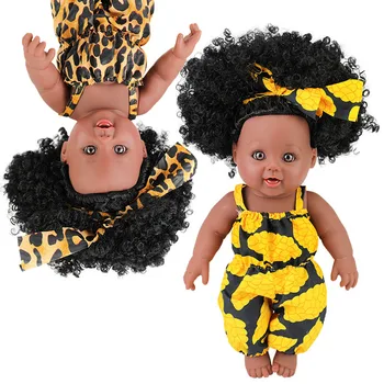 Afrikai Baba bebe újjá Mozgatható Közös Játék Karácsonyi Ajándék Baba Lányok Fekete Játék aranyos Robbanásveszélyes frizura Baba Gyermek baba