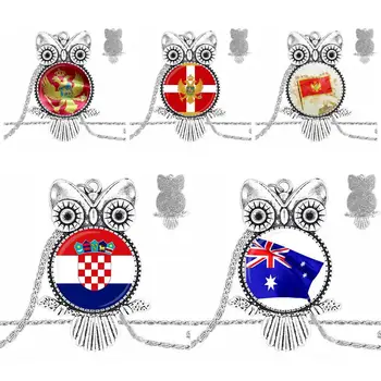 EJ Máz Design Divat Vintage Üveg Nők Bagoly Nyaklánc, Medálok Női Ajándékok Fiú Montenegró Nemzeti Zászló