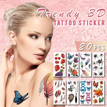 Ideiglenes Tetoválás Matrica Body Art Tetoválás Matrica 3D Pillangó Rózsa Virág Toll Tetoválás Vízálló karját, vállát, hamis tetkó