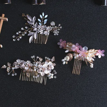 Menyasszonyi Kézzel Készített Hajkefe Fotó Stúdió Esküvői Viselet Tartozékok Levél Virágot Haj Klipek Fejdísz Nagykereskedelmi