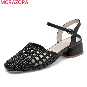 MORAZORA 2020 Új érkezés divat női pumps, valódi bőr felszínes női cipő, nyári divat egyszerű alkalmi cipő