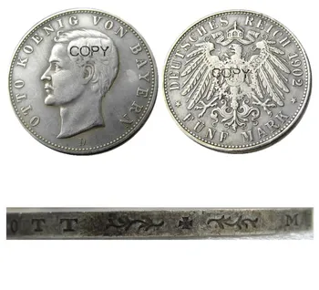 Németország Bajorország érme 5 mark ezüst 1902D Otto Ezüst Bevonatú Másolás Érmék