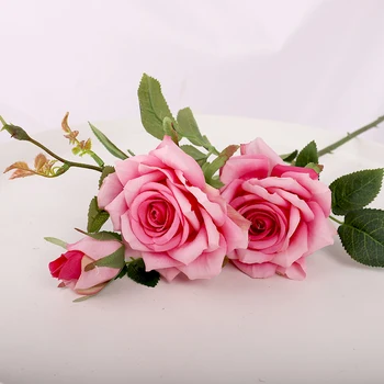 Rózsa Mesterséges Virágok Hosszú Ág, Nagy Virág Fejét, Bud Esküvői lakberendezési DIY Hátteret Fal Tartozékok Hamis Virág