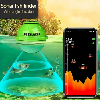Szerencsés FF916 Szonár Vezeték nélküli WiFi halradar 50M/130ft Mélység Echo Sounder Érzékeli, Tenger, Tó Hajó Halászati Finder Az IOS-Android