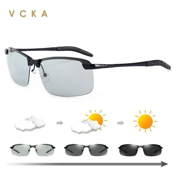 VCKA Photochromic Férfi Napszemüveg Polarizált Vezetés Kaméleon Szemüveges Férfi napszemüvegek UV400 keret nélküli Nap éjjellátó Szemüveg
