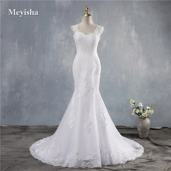 ZJ9034 2019 sellő esküvői ruha, levehető pánt virág csipke menyasszony Ruha Menyasszonyi Ruha a Plus Size