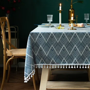 Északi ins terítő bojt új party terítő egyszínű terítő takarja manteles de mesa téglalap alakú étkező asztalt borító