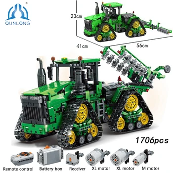 Összeszerelés Műszaki Tégla 1:18 Lánctalpas Traktor Modell építőkövei Játék a Fiú Blokk Ajándék Gyerek Játék Barátok Építés Kit