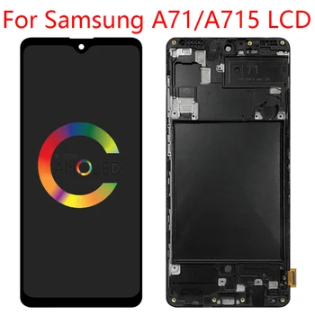 Új Samsung Galaxy A71 LCD SM-A715F/DSN SM-A715F/DS kijelző érintőképernyő digitalizáló helyett A715 kijelző AMOLED