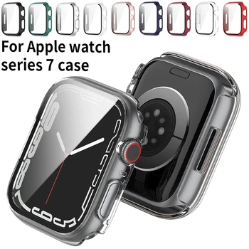 Üveg+Cover az Apple Nézni Sorozat 7 Esetben, 41 mm-es 45mm Full Screen Protector Nehéz Matt PC Lökhárító az Iwatch 7 Accessorie